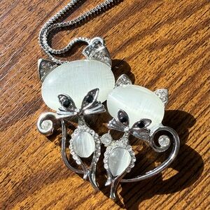 Silver Cat Pendant Necklace Betsey Johnson New With Tags